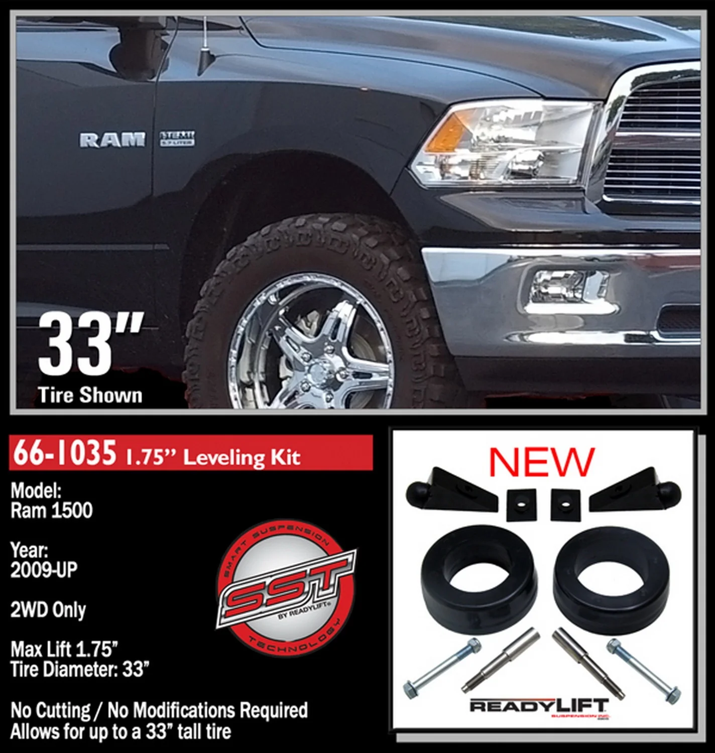 ReadyLift 1.75" Leveling Kit for Dodge Ram 1500 2WD 2009-2011 - Image 2