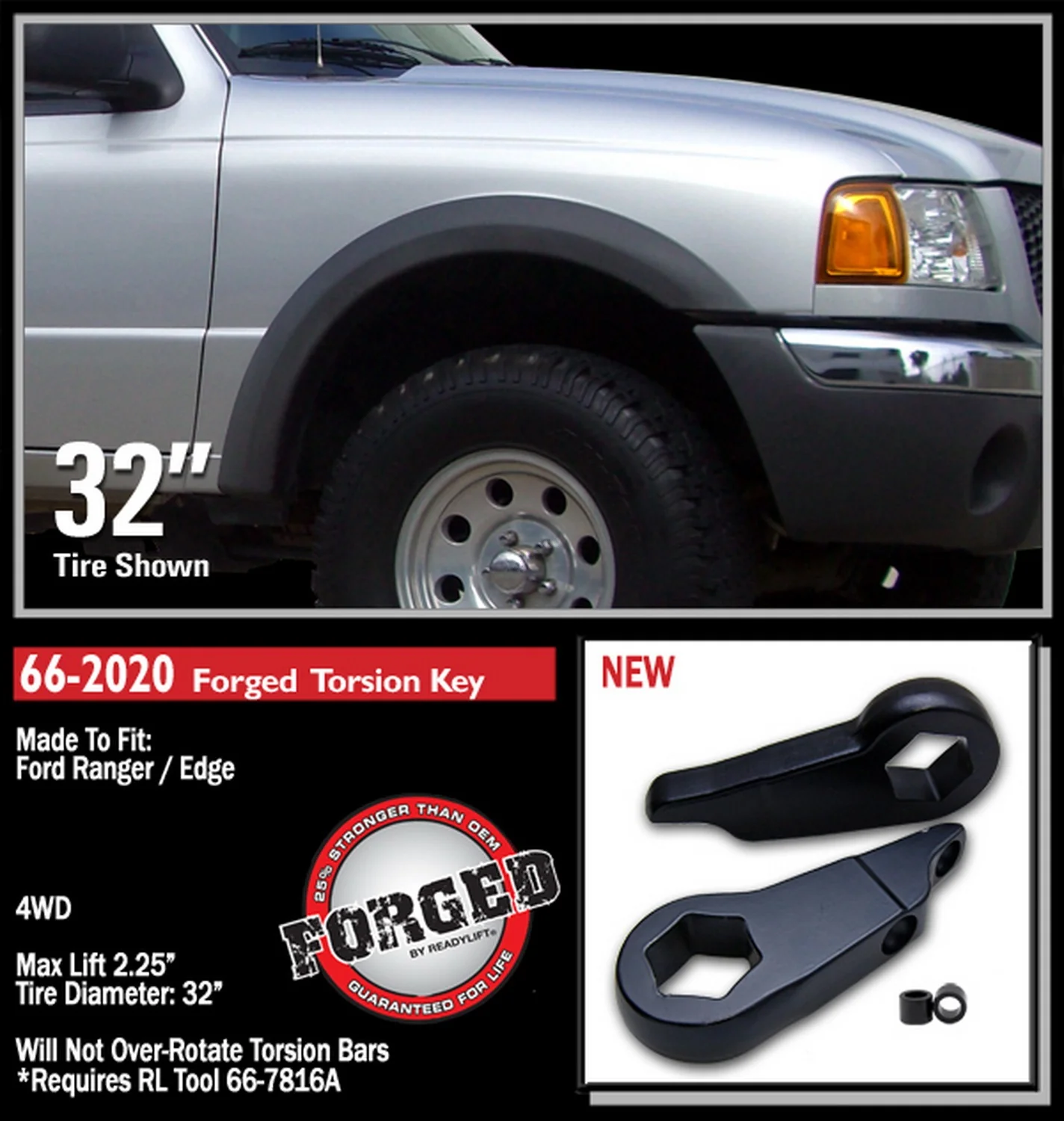 ReadyLift 2.25" Leveling Torsion Key for Ford Ranger Explorer SportTrac 98-11 - Image 2