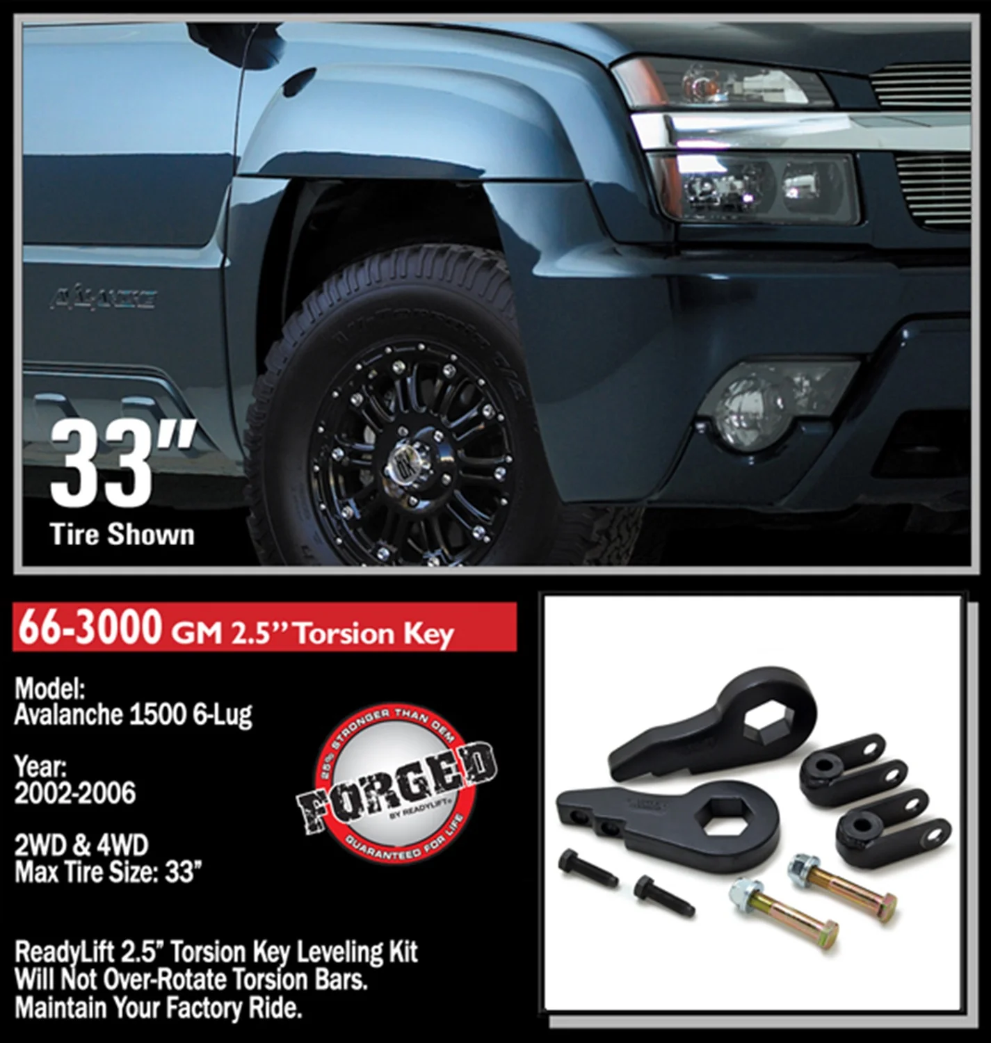 ReadyLift 2.5" Front Leveling Kit W Torsion Key GM Full-Size Truck SUV 1500 - Image 2