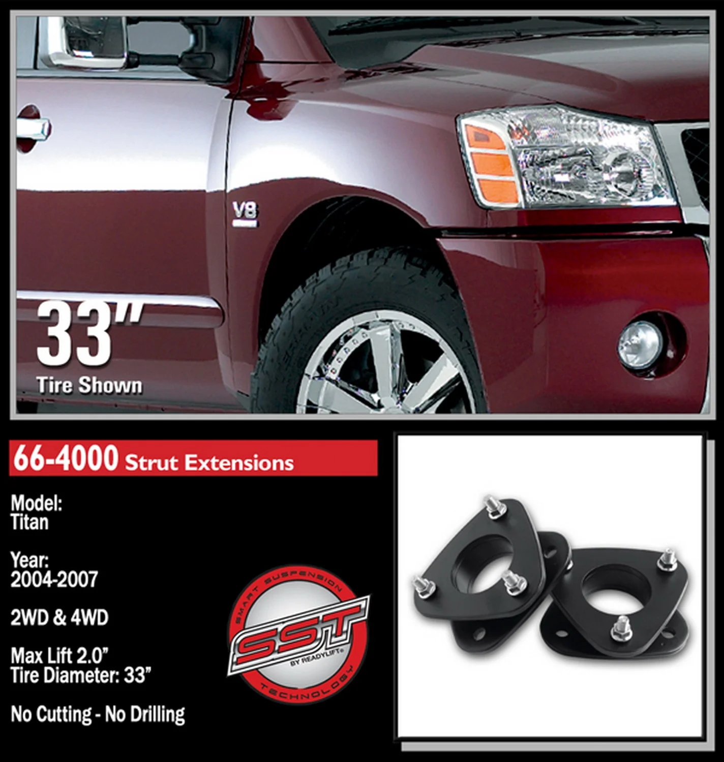 ReadyLift 2" Front Leveling Kit for Nissan Titan Armada QX56 2004-2007 - Image 4