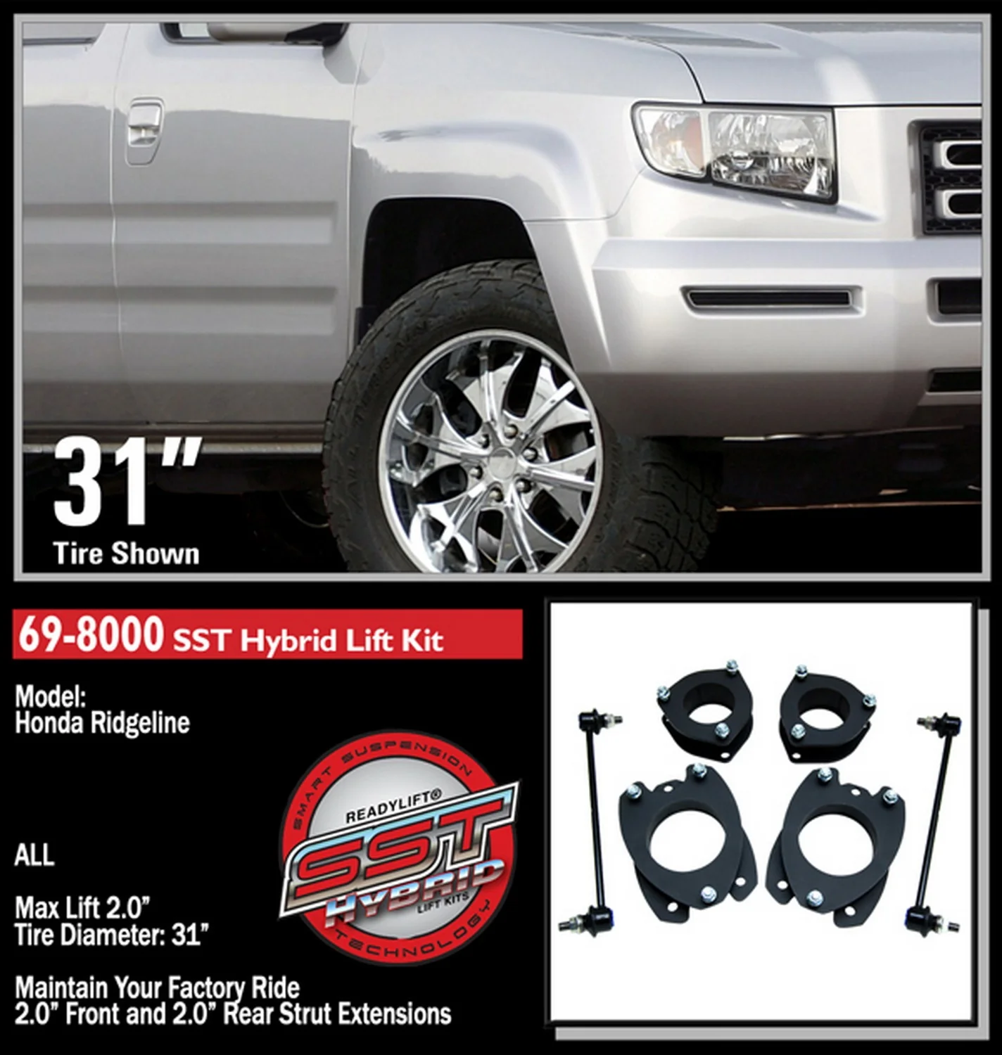 ReadyLift 2" SST Lift Kit for Honda Ridgeline 2006-2016 - Image 2