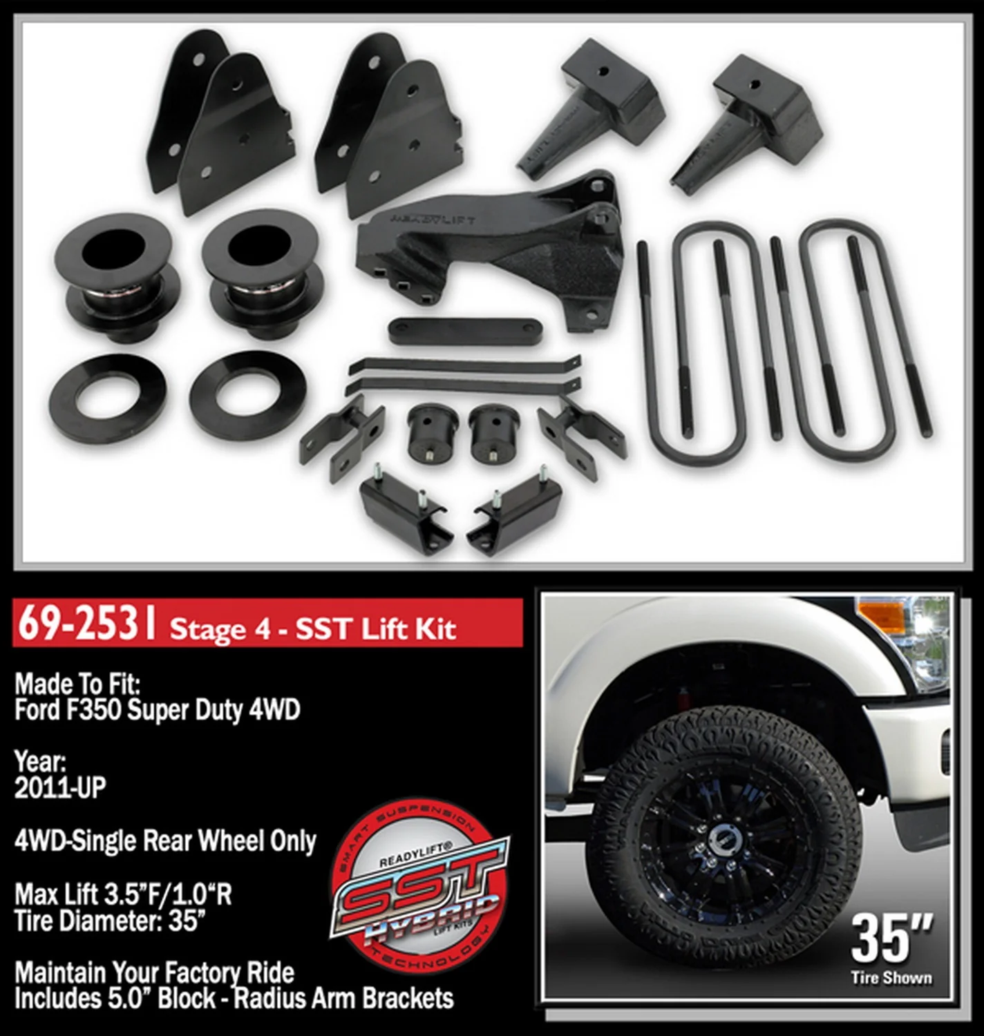 ReadyLift 3.5" SST Lift Kit for Ford SuperDuty F250 F350 F450 4WD 2-pc DL 11-16 - Image 3