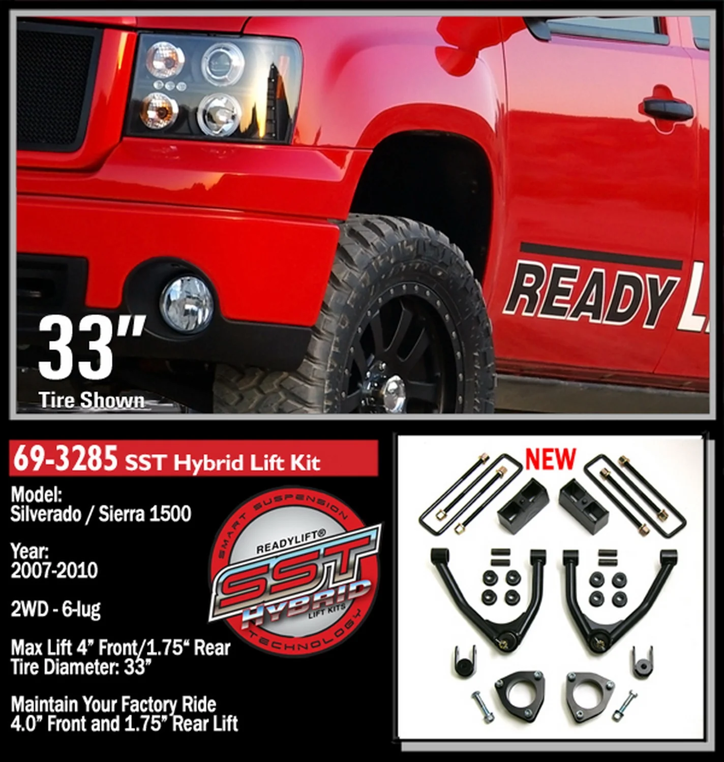 ReadyLift 4" SST Lift Kit Chevy GMC Silverado Sierra 2WD 2007-2016 - Image 2