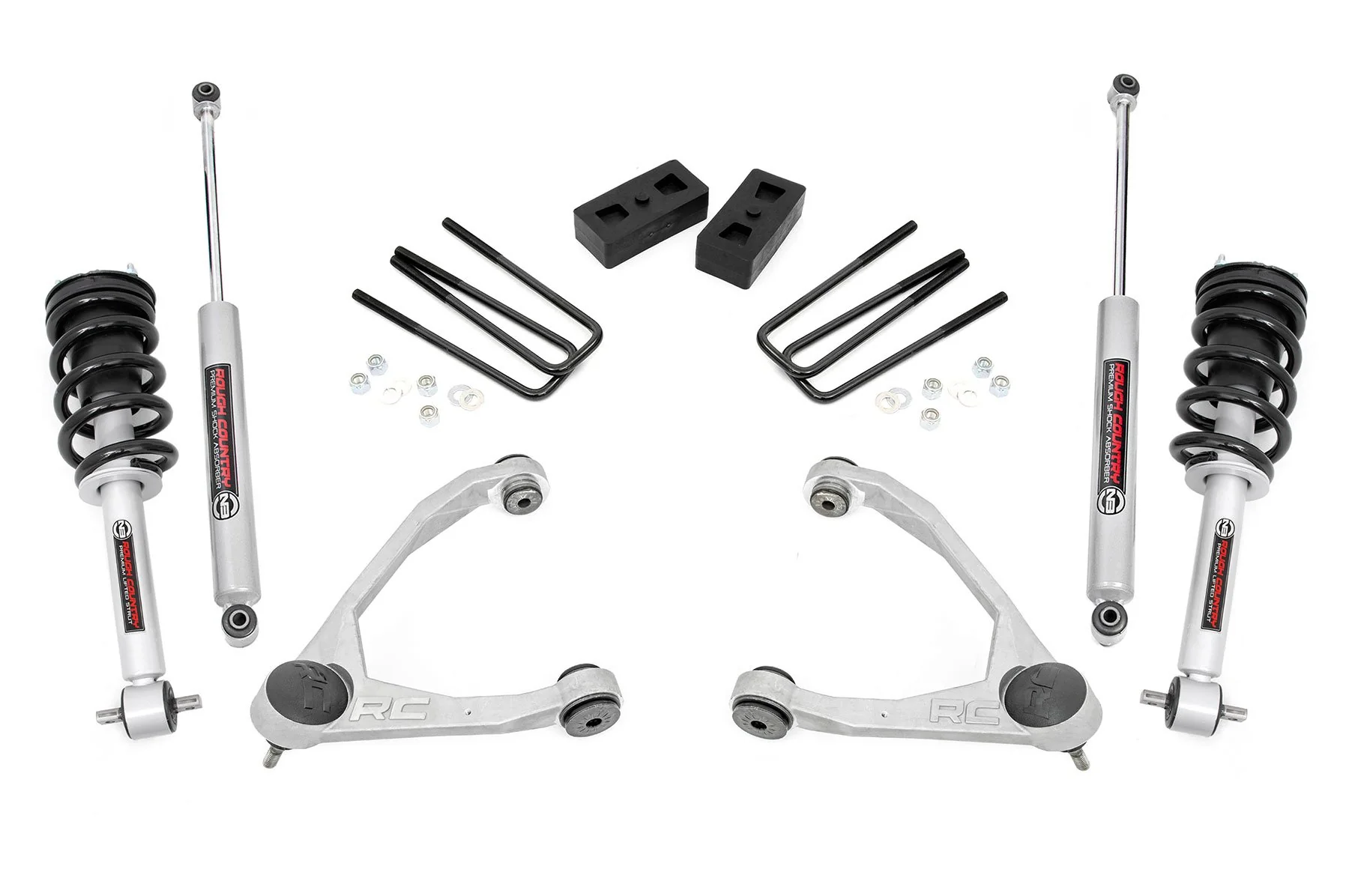 Rough Country 3.5" GM Lift Kit w/UCA's N3 Struts & Shocks 07-13 1500 PU 2WD 246.23