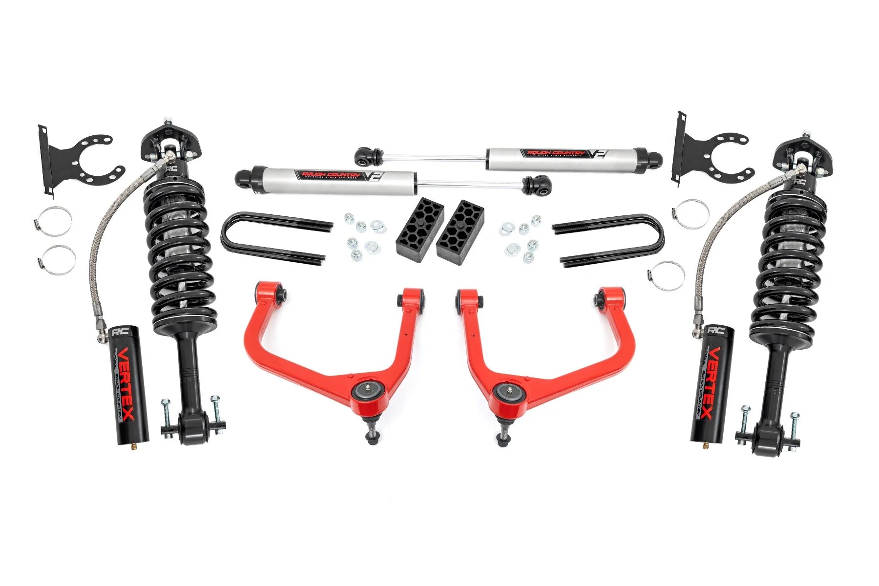 Rough Country 3.5" Lift Kit Vertex/V2 Rear Mono Leaf Chevy Silverado 1500 22-25