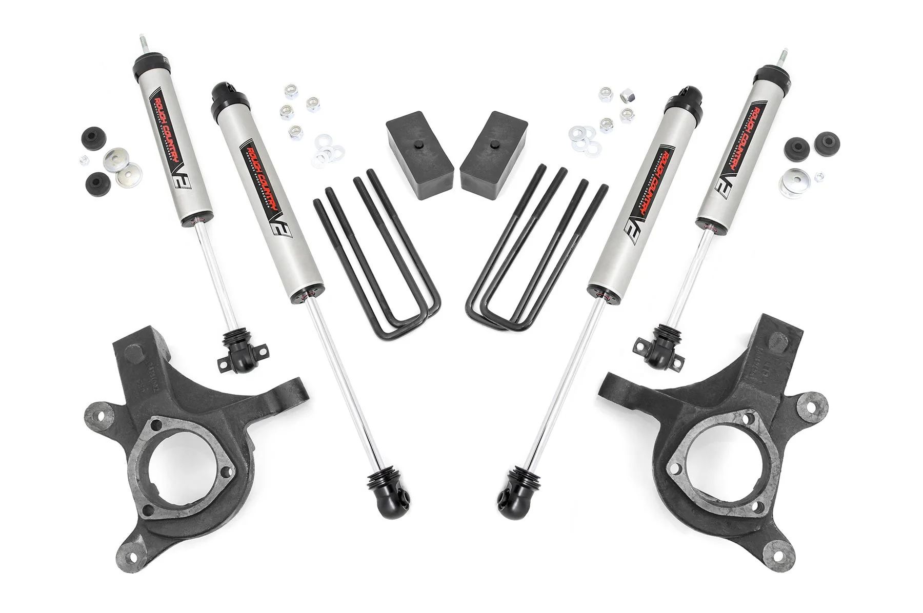 Rough Country Suspension Lift Kit 3in Chevy/GMC 99-06 1500 PU 2WD w/V2 Shocks