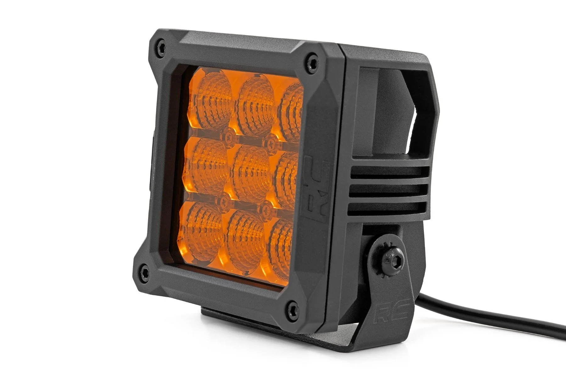 Rough Country 4" Chrome Series LED Amber Light Pods Square Amber DRL Pair - Image 2