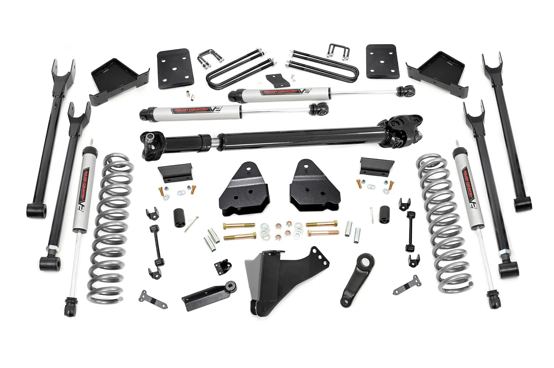 Rough Country 6" for Ford 17-19 F250/350 Diesel 4-Link Lift Kit w/F DL V2 Shocks 56071