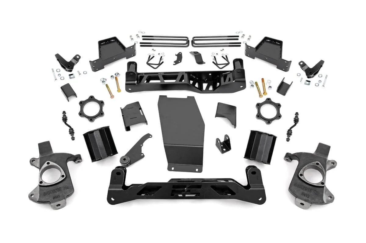 Rough Country 7" GMC Lift Kit 14-18 1500 Denali MagneRide Alum Stamped Steel