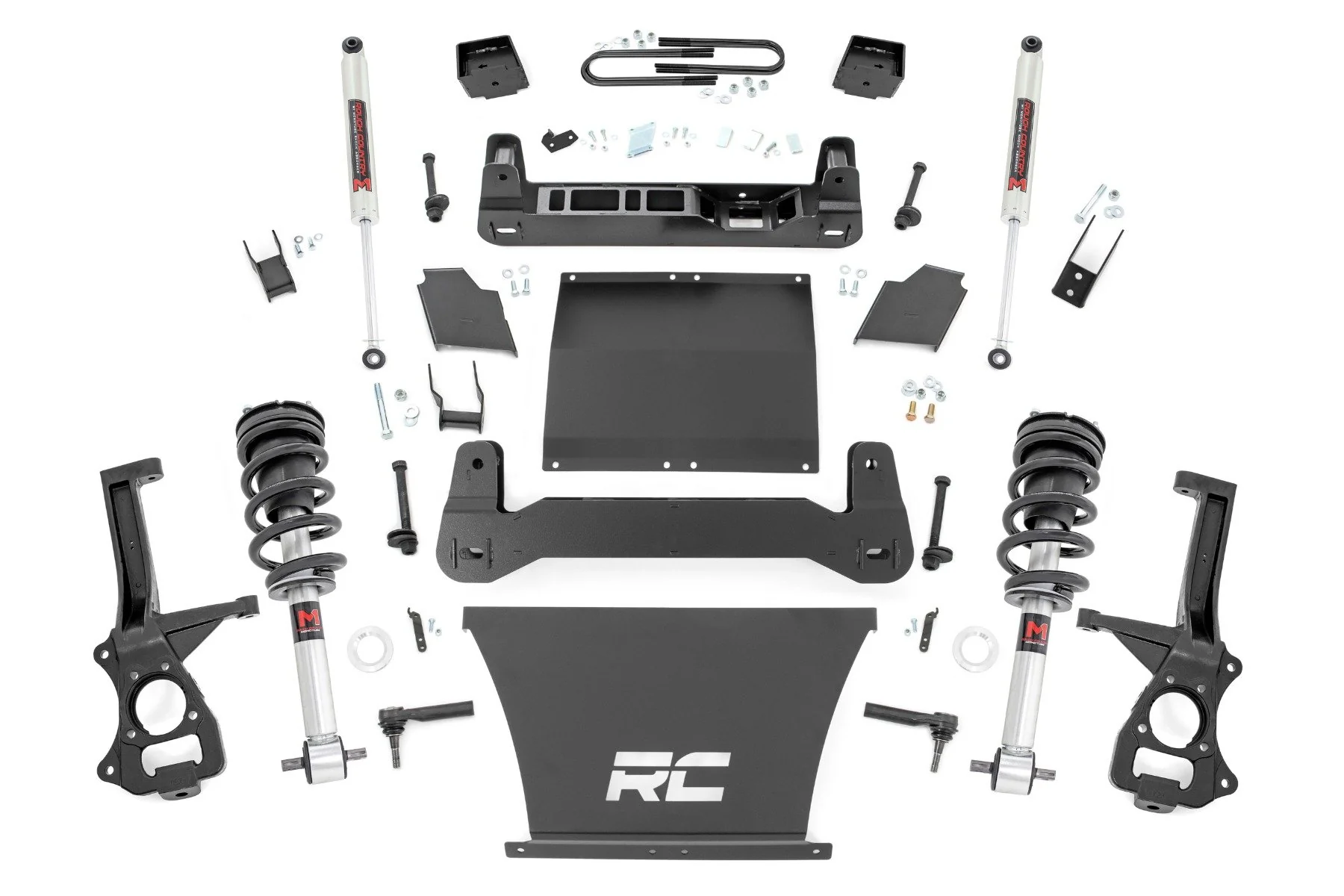 Rough Country 6 In Lift Mono Leaf Rear M1 Struts/M1 Chevy Silverado 1500 22-25