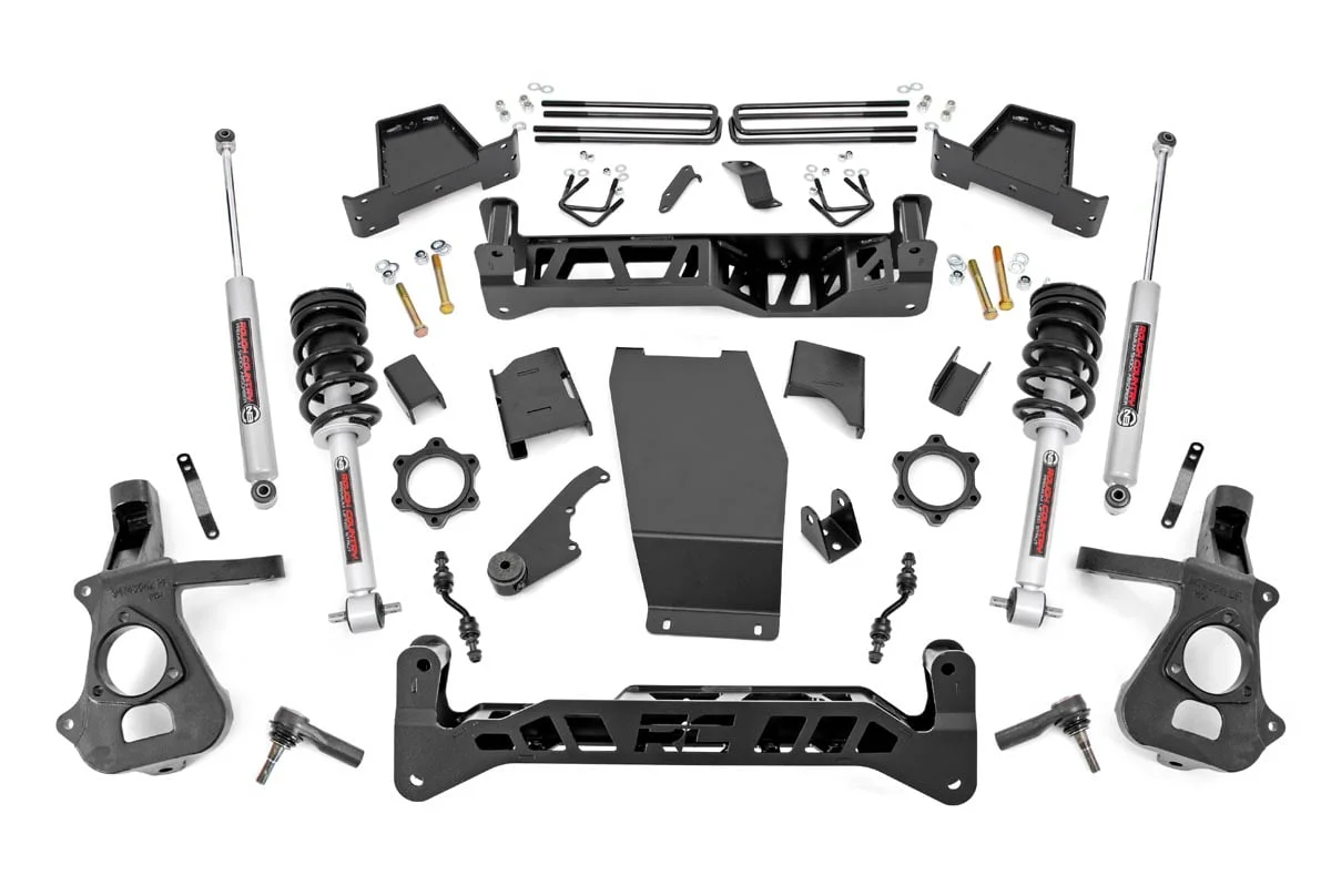 Rough Country 7" Lift Kit For Chevy GMC 14-18 1500 Lifted Struts Alum/Stamped
