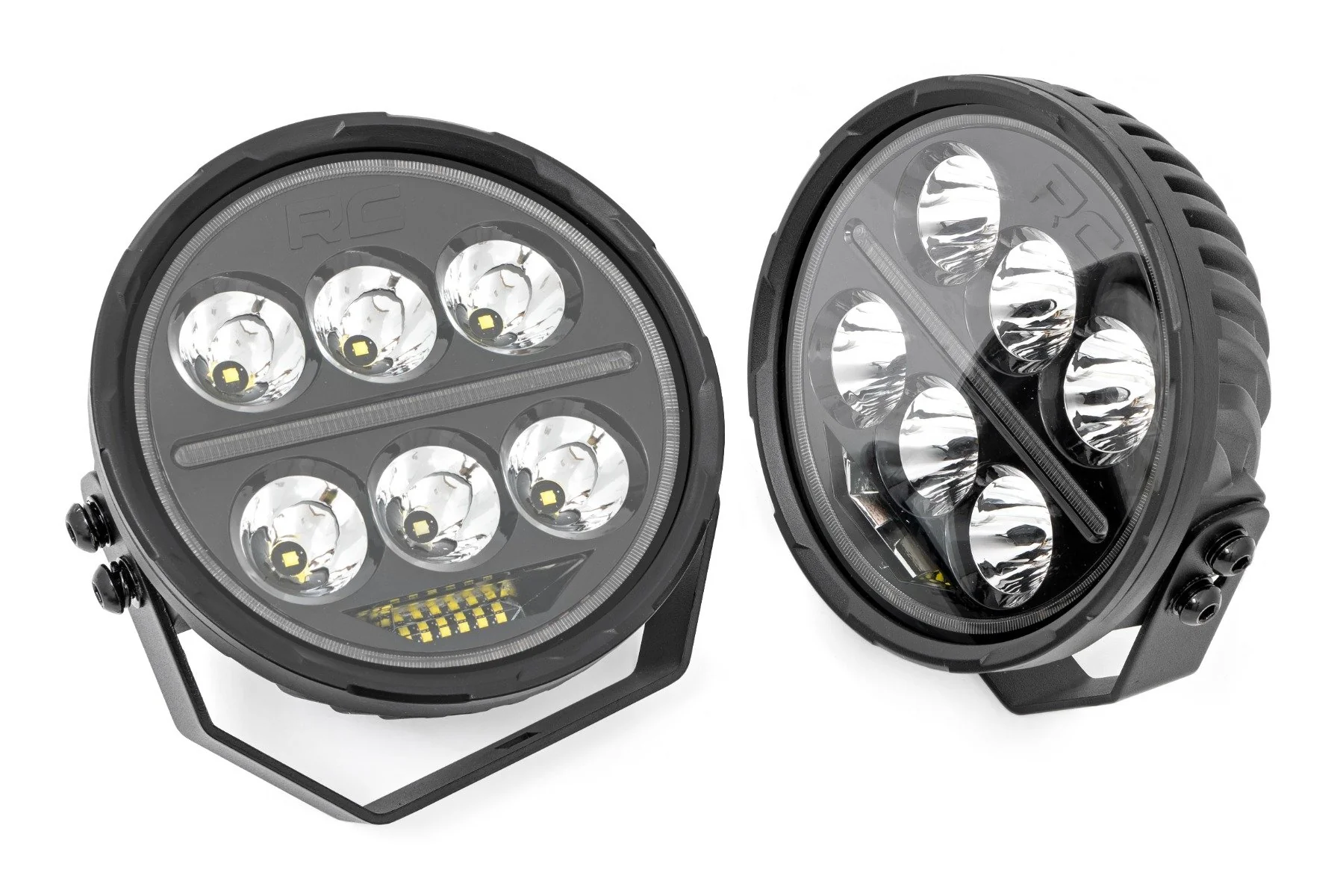 Rough Country Black Series Halo LED Light Pair | White/Amber DRL | 6.5" | Round 70805B - Image 3