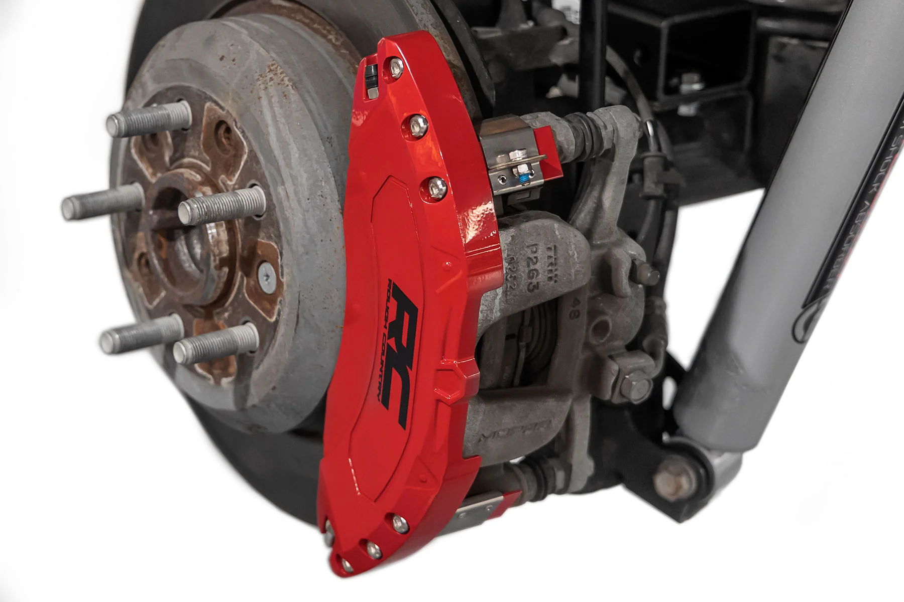 Rough Country Caliper Covers | Rear | Red | Mech Brake | for Ford Expedition/F-150/Raptor - Image 4