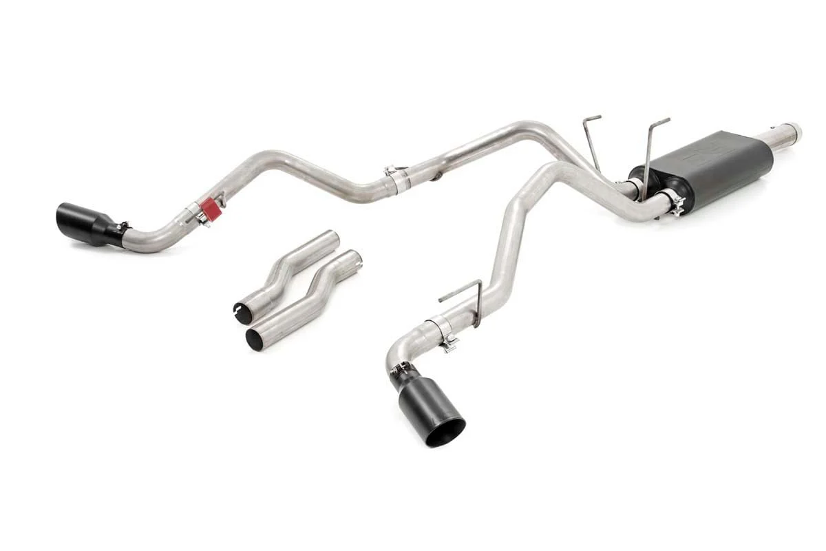 Dual Cat-Back Exhaust BLK Tips 09-18 Ram 1500 V8-4.7L, 5.7L 96009