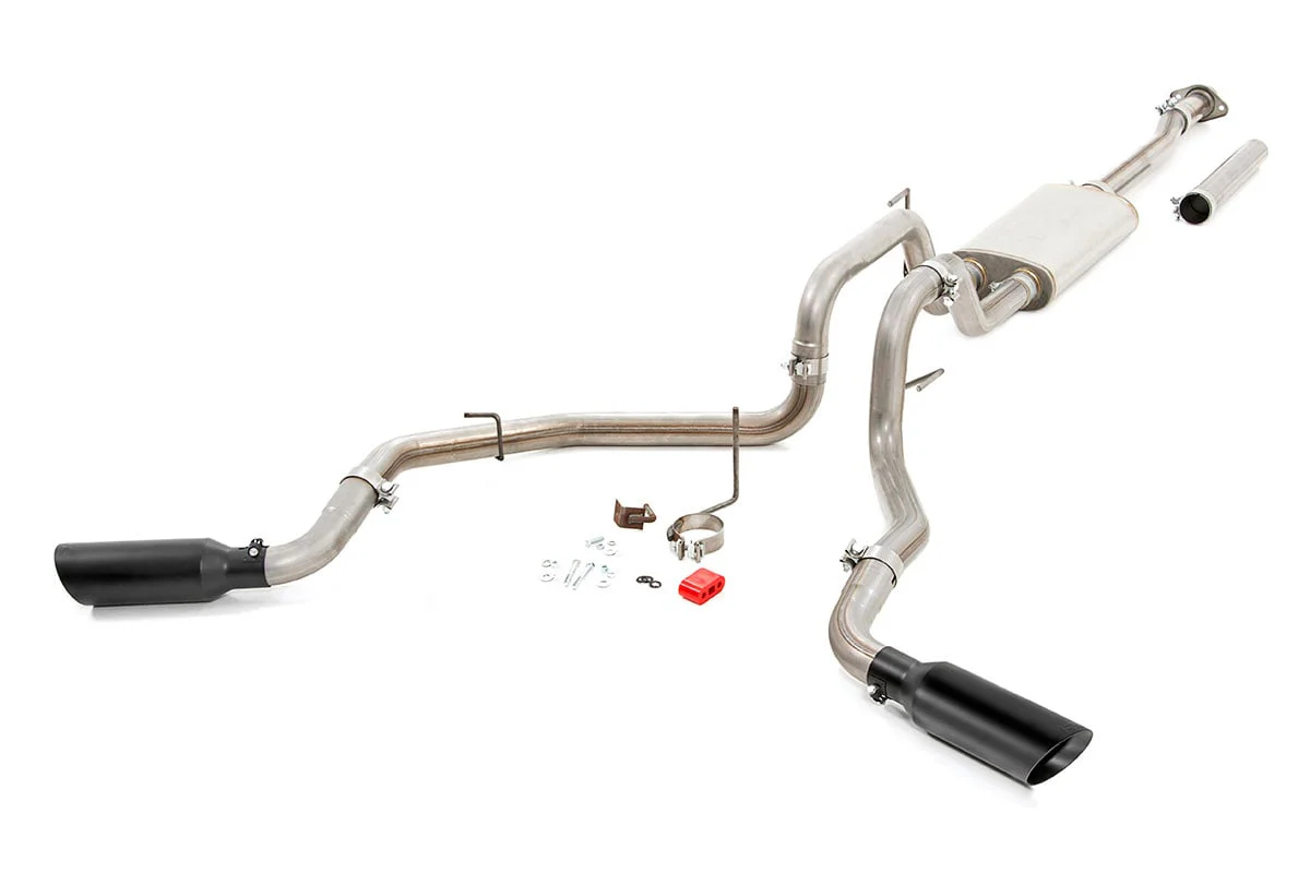 Dual Cat-Back Exhaust System w/Black Tips 15-20 F-150 96006