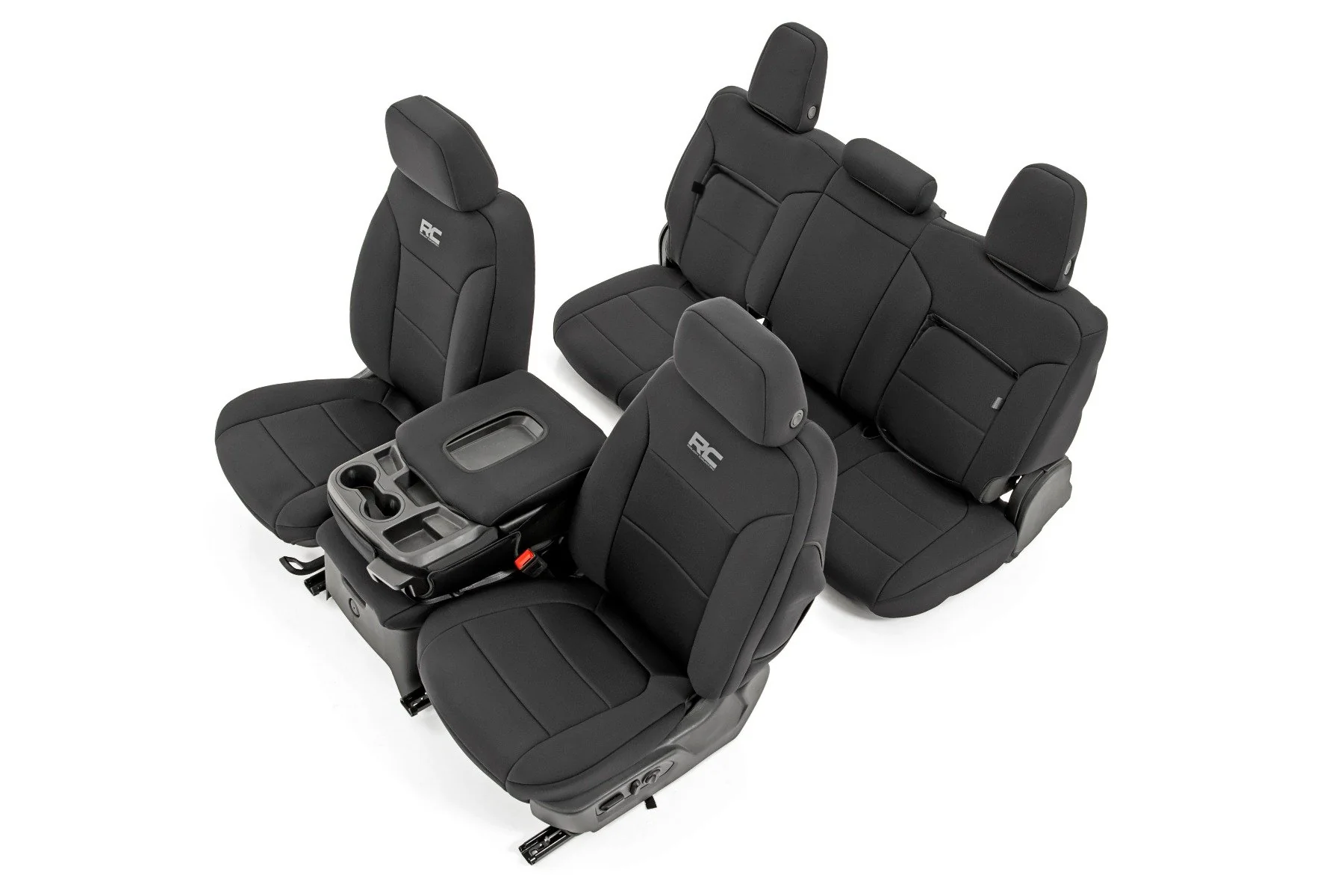 GM Neoprene Seat Covers Front Rear w/ Storage Black 19-21 1500 91037