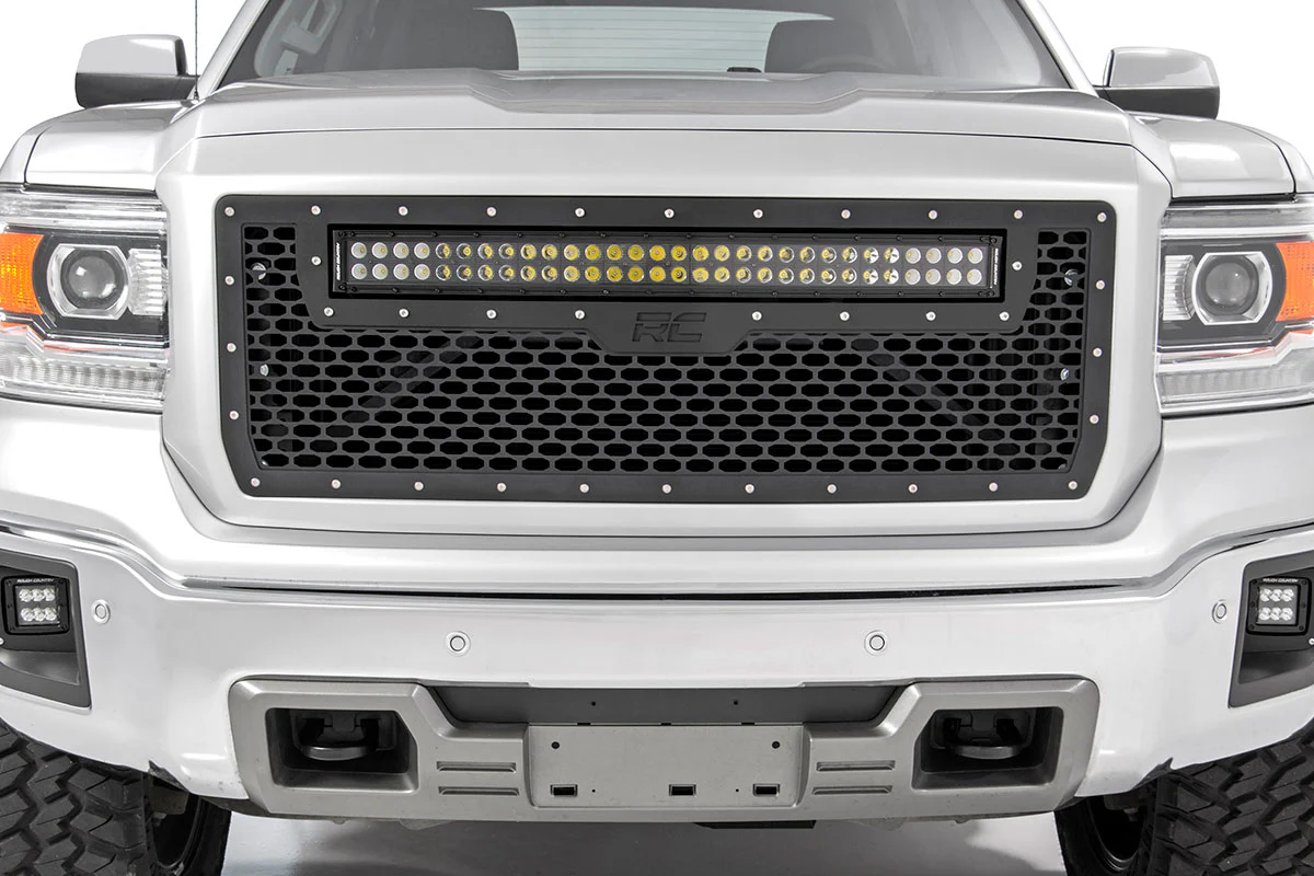 GMC Mesh Grille 30" Dual Row BLK LED White DRL 14-15 Sierra 1500 70190DRL - Image 4