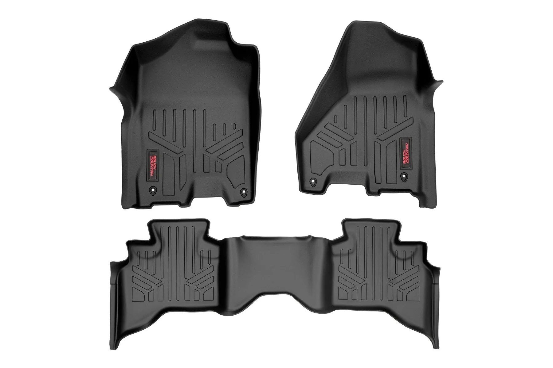 Rough Country HD Floor Mats [F/R]-12-18 Dodge for RAM 1500 Quad Cab Full Console M-31212