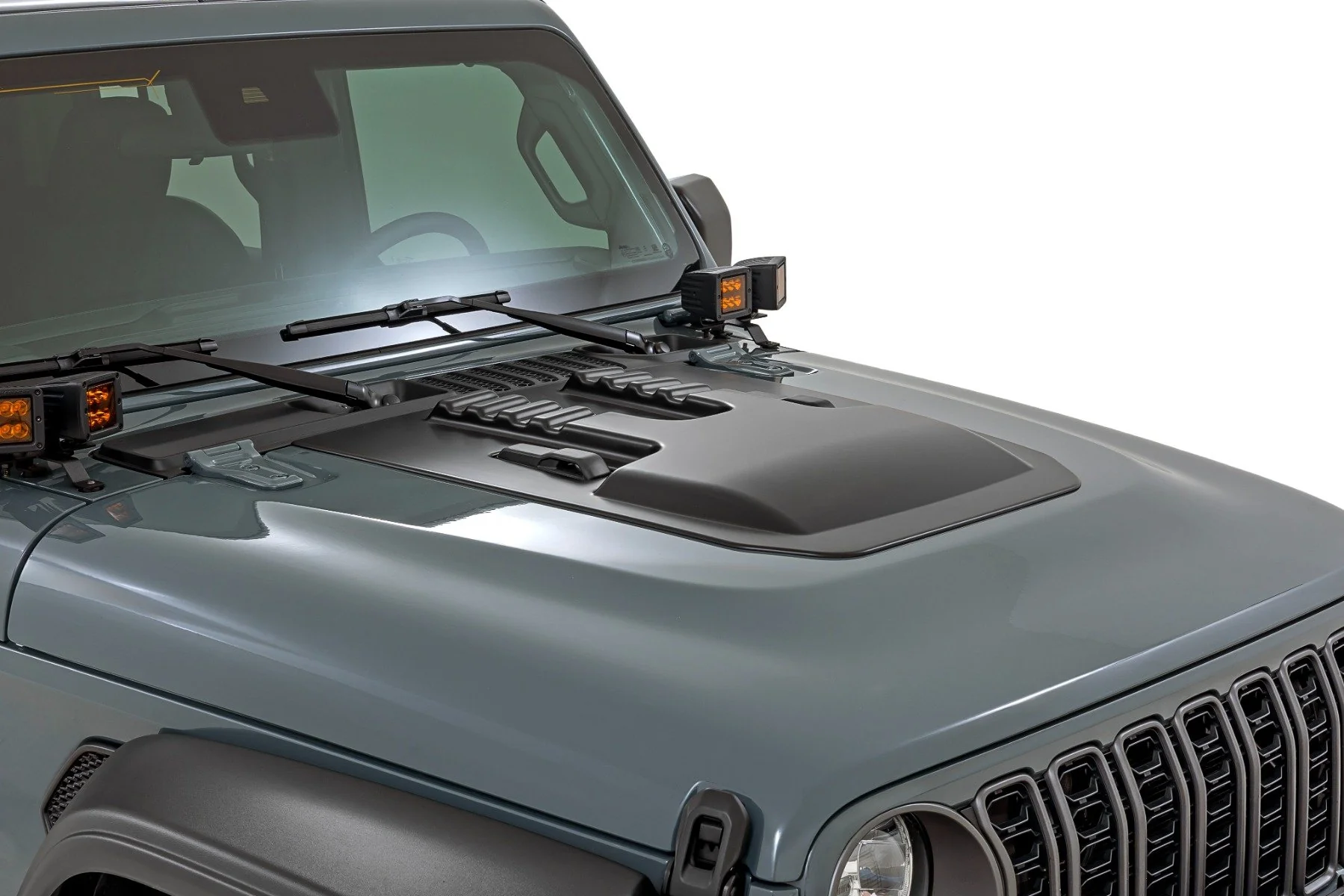 Rough Country Hood Scoop | PX8 Black | for Jeep Gladiator JT/Wrangler JL 4WD (2018-2025)