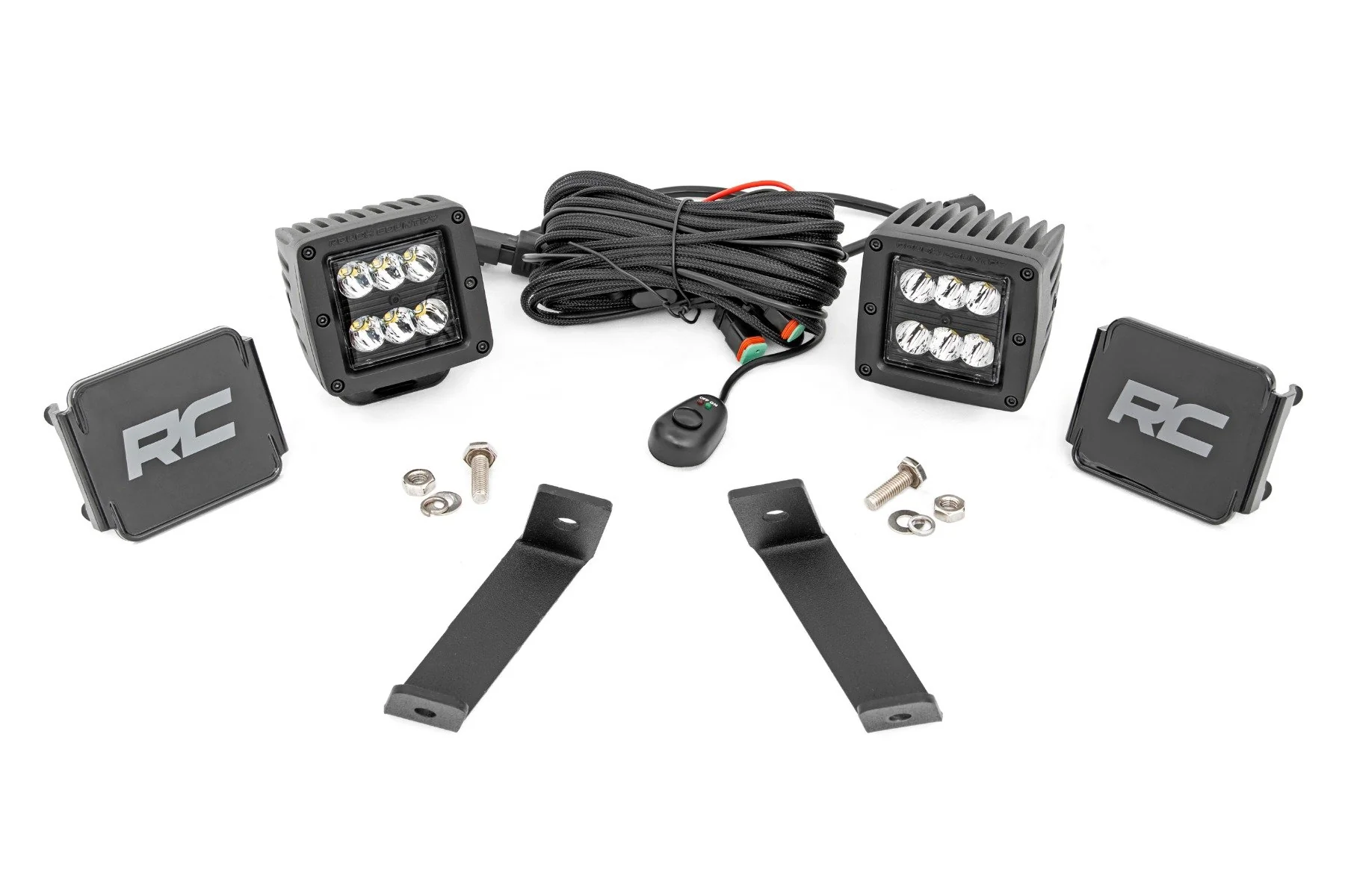 LED Ditch Lights 2" Black Pair Spot Jeep KL 14-21 70078