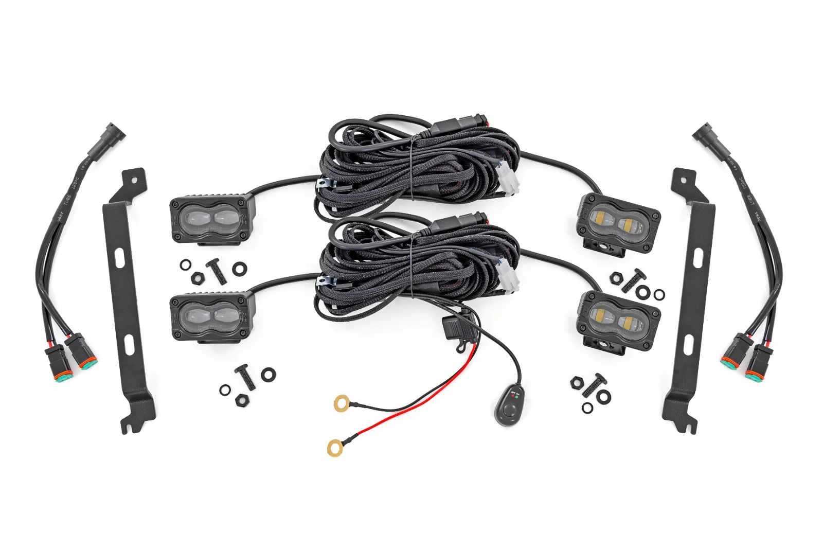 Rough Country LED Fog Lights 3x1.75" Black Series Yellow for Toyota Tacoma 24-26 72120