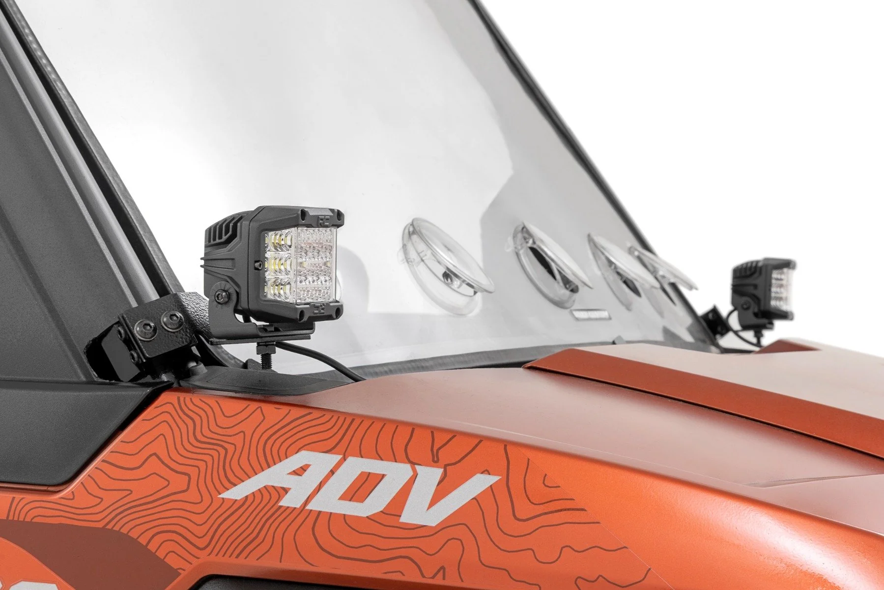 Rough Country LED Kit FRT Mount 2" Black Pair Amber DRL Polaris XPEDITION ADV 5 - Image 2