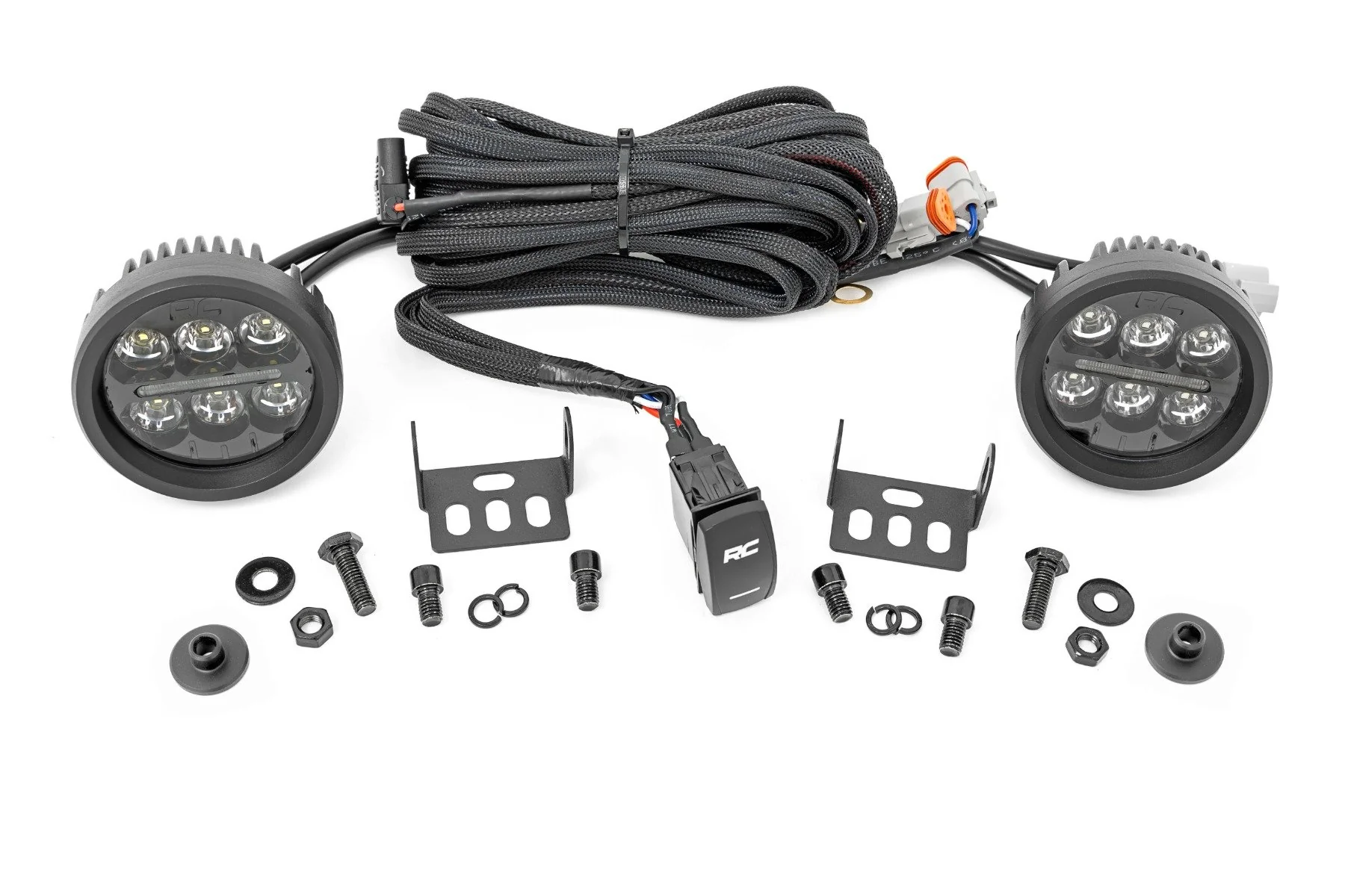 LED Light Ditch Mount 3.5" Black Round Pair Ford Bronco 21-22 71078
