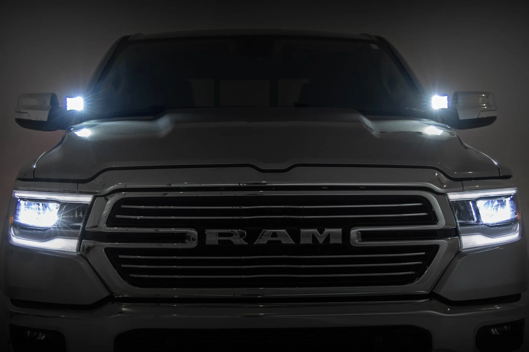 LED Light Kit Ditch Mount 2" Black Pair Flood Ram 1500 19-24 - Image 4
