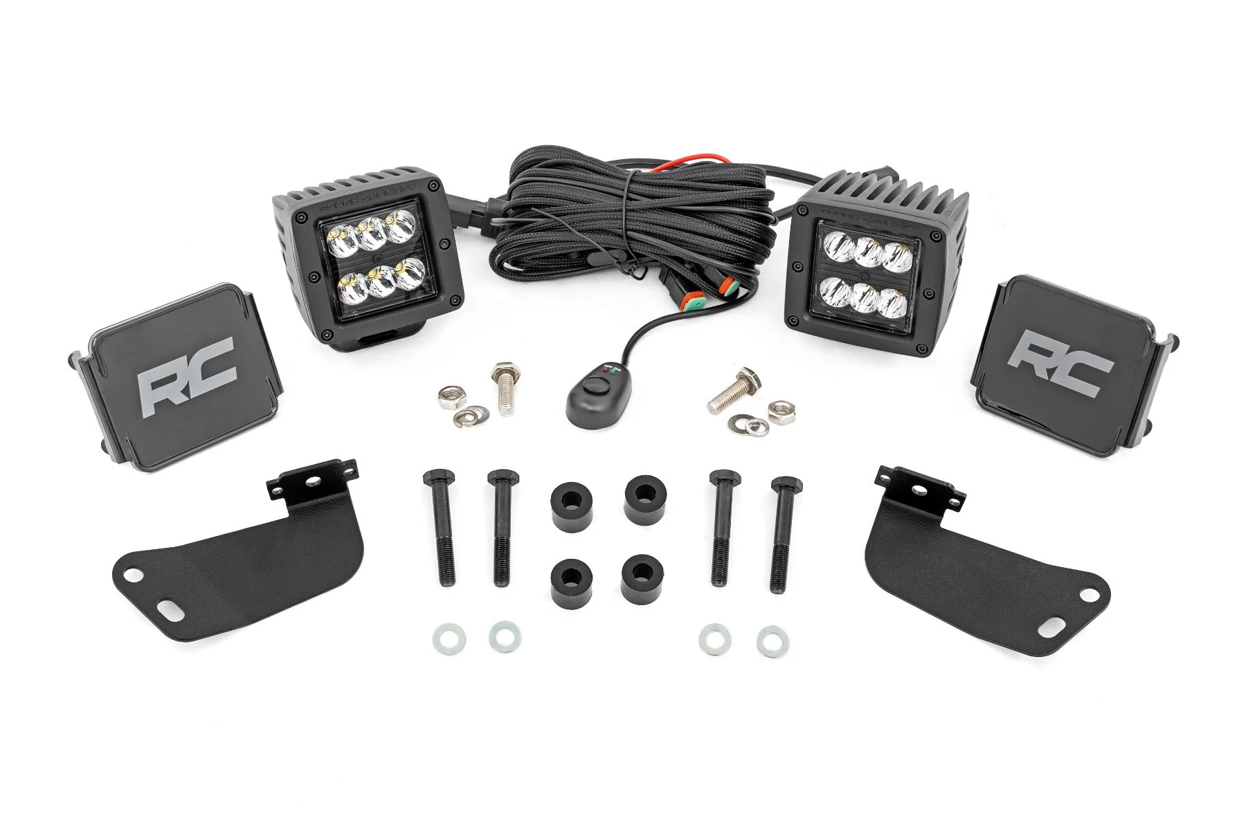 Rough Country LED Light Kit | Front Mount | 2" Black Pair | Segway 570 F