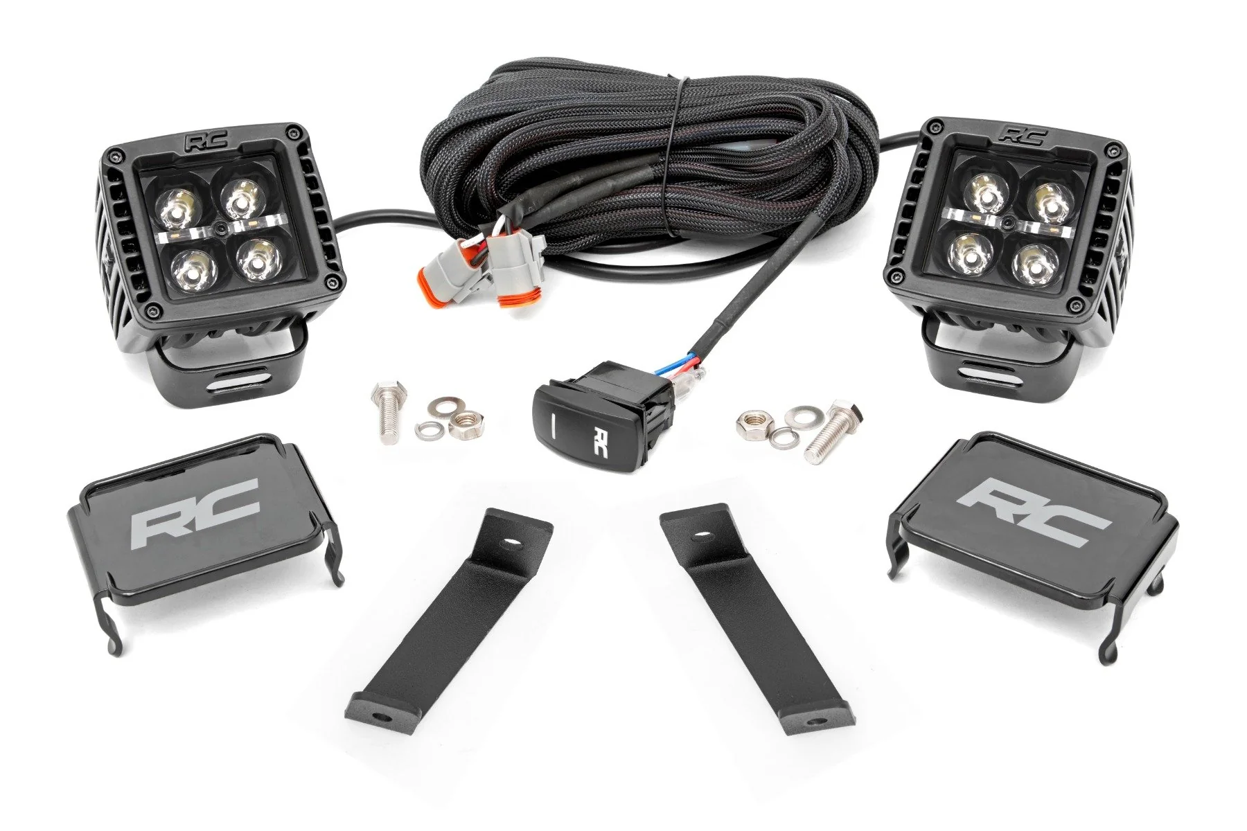 LED Lights Ditch Mount 2" Black Pair Amber DRL Jeep KL 14-21 70081