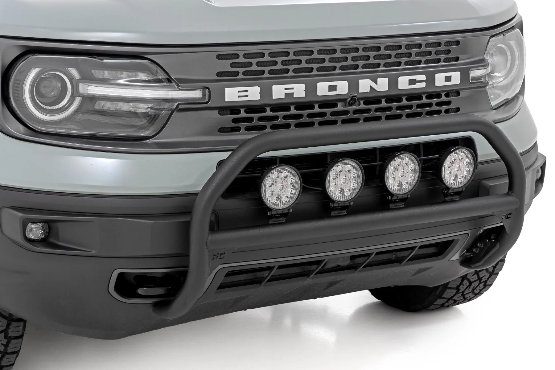 Rough Country Nudge Bar w/ Tow Hooks 4" Round LED x4 for Ford Bronco Sport 21-24 - Image 2