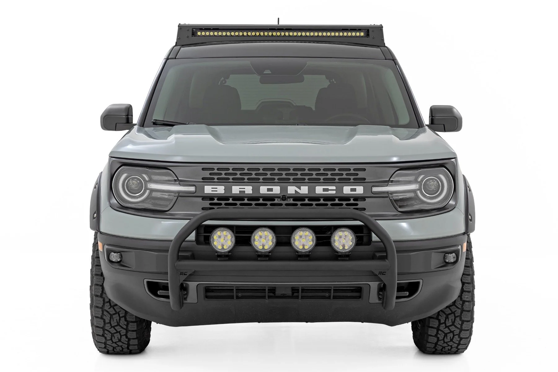 Rough Country Nudge Bar w/ Tow Hooks 4" Round LED x4 for Ford Bronco Sport 21-24 - Image 4