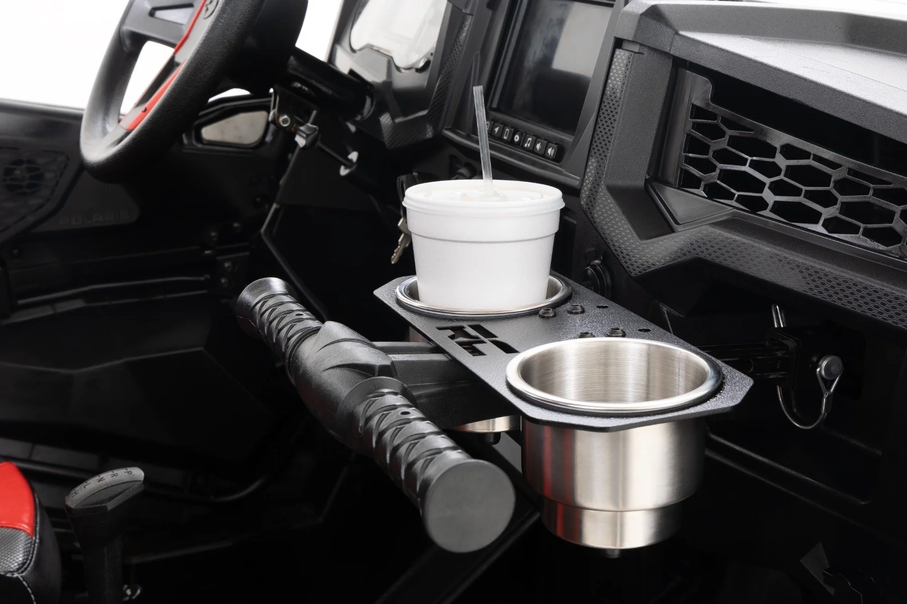 Passenger Grip Handle Dual Cup Holder Polaris RZR