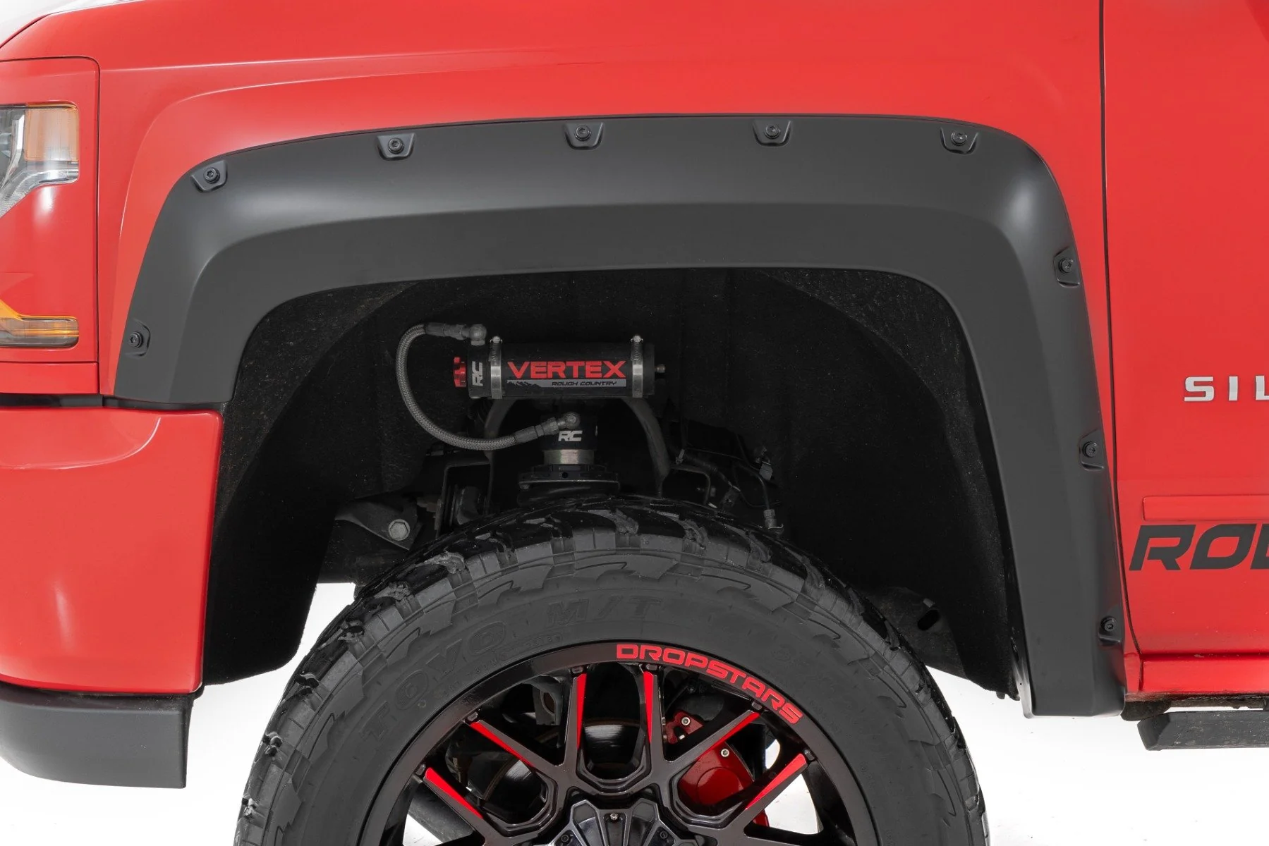 Rough Country Pocket Fender Flares | 6'7" & 8' Bed | GXG Tungsten | Chevy Silverado 1500 (14-18)/2500HD F-C11412B-GXG - Image 5
