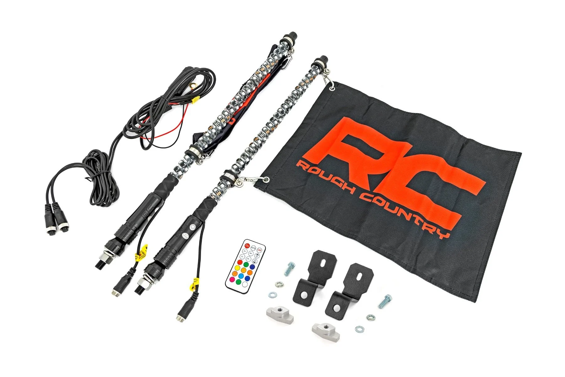 Rough Country Whip Mount | 2' Multl-Color LED Whip Pair | Can-AM Defender/Segway