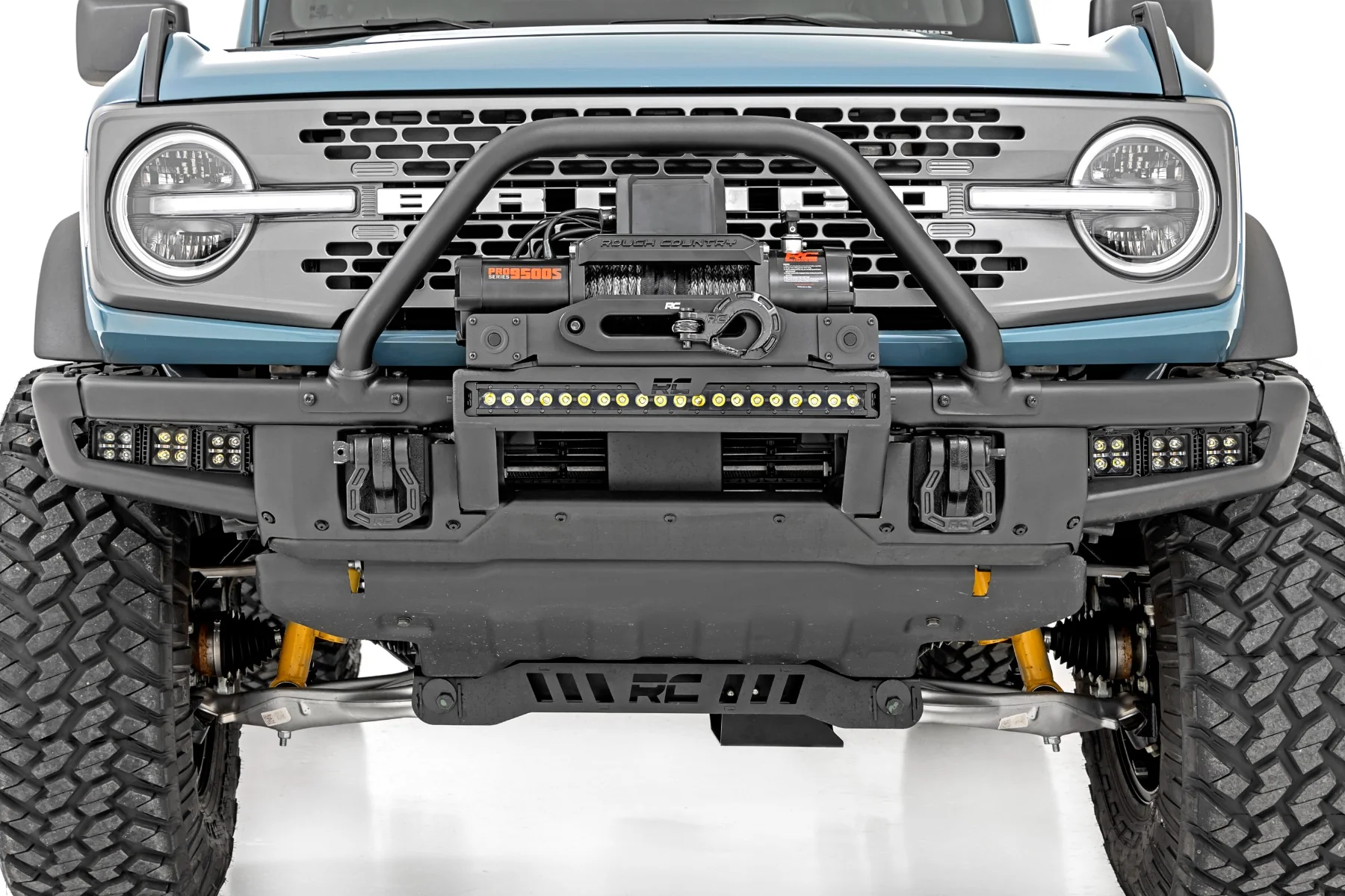 Winch Mount 12000S 20" Black Single Row LED Ford Bronco 21-22 - Image 5